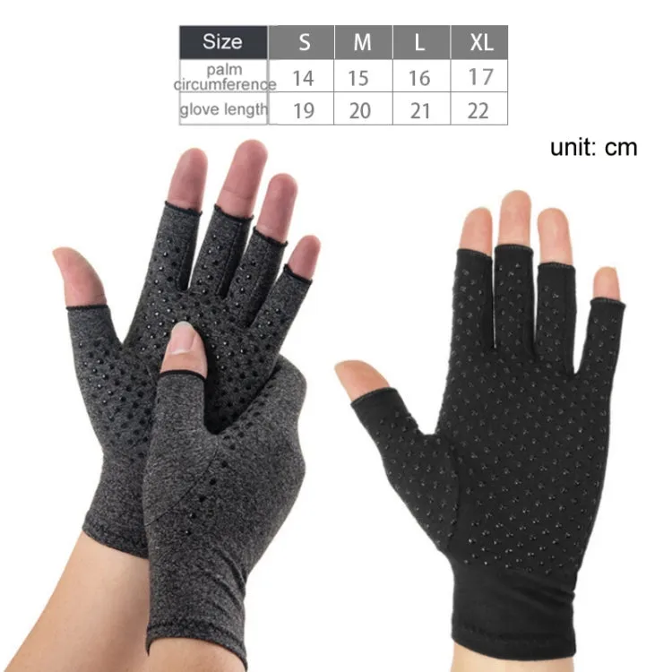 Arthritis Rehabilitation Silicone Non-slip Cycling Half Finger Gloves, Size: M(Black)