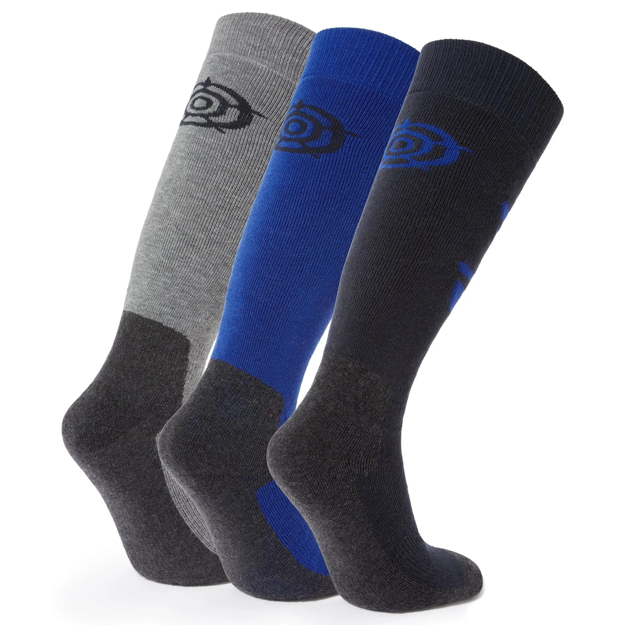 Bergenz 3 Pack Mens Ski Socks - Dark Indigo/Royal Blue/Light Grey Marl