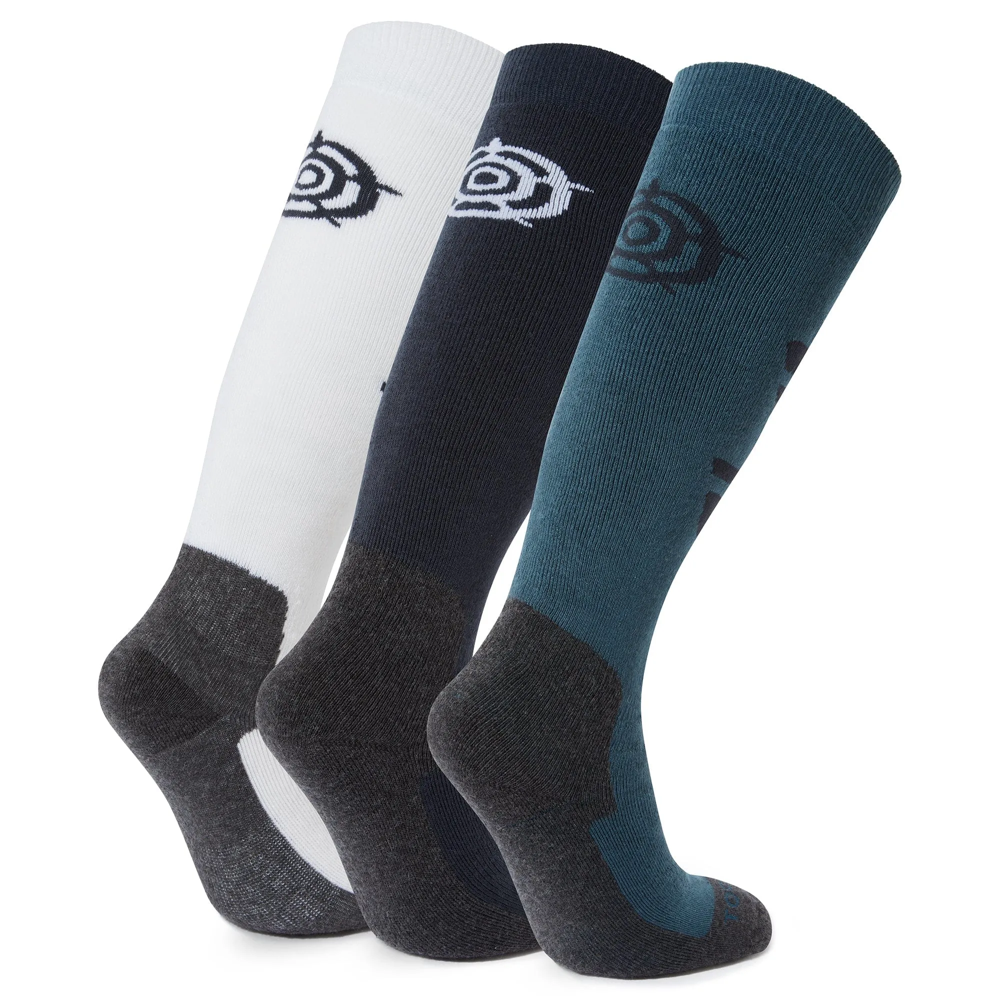 Bergenz 3 Pack Womens Ski Socks - Dark Indigo/Optic White/Jewel Blue