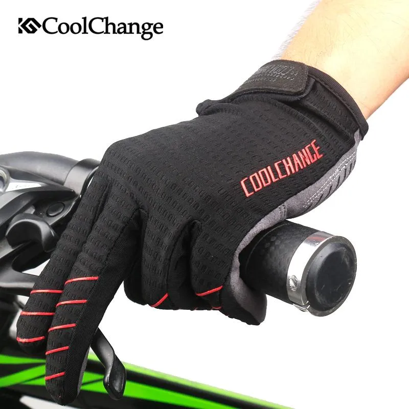 CoolChange Cycling Gloves Full Finger Sport Shockproof MTB Bike Touch Screen  Bicycle Sponge