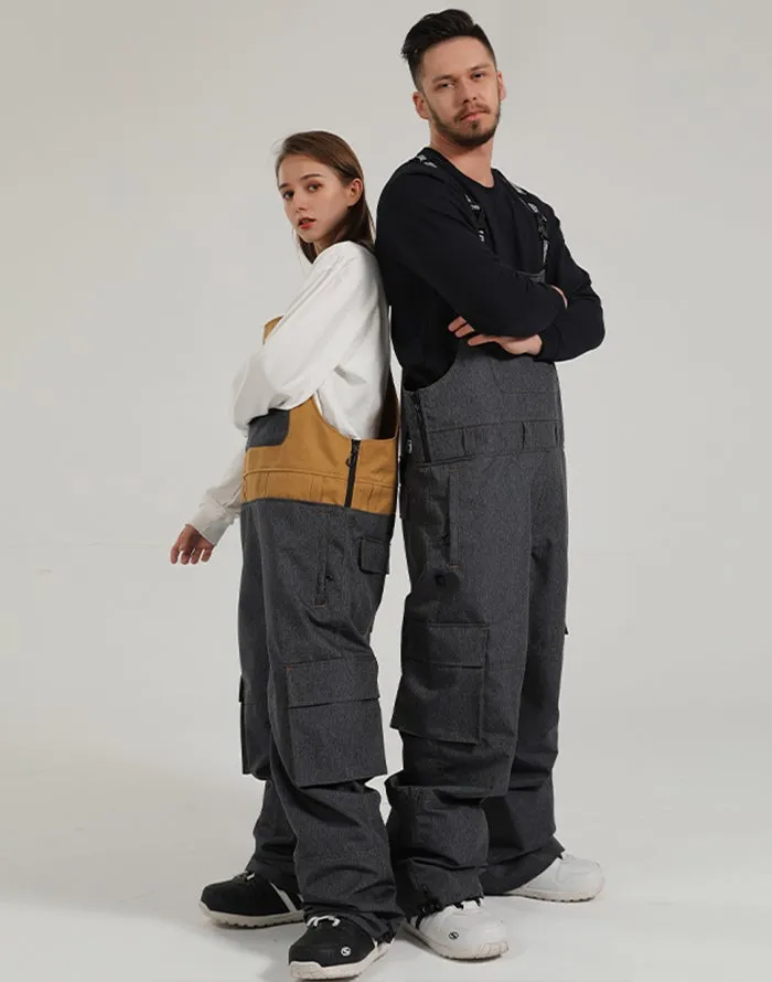 Couple suspenders ski pants winter windproof and waterproof one-piece snowborad pants