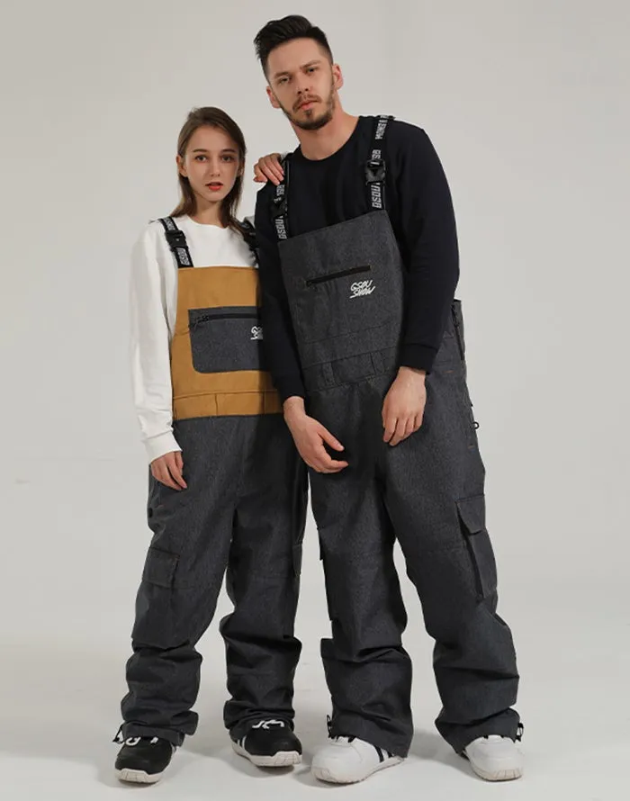 Couple suspenders ski pants winter windproof and waterproof one-piece snowborad pants