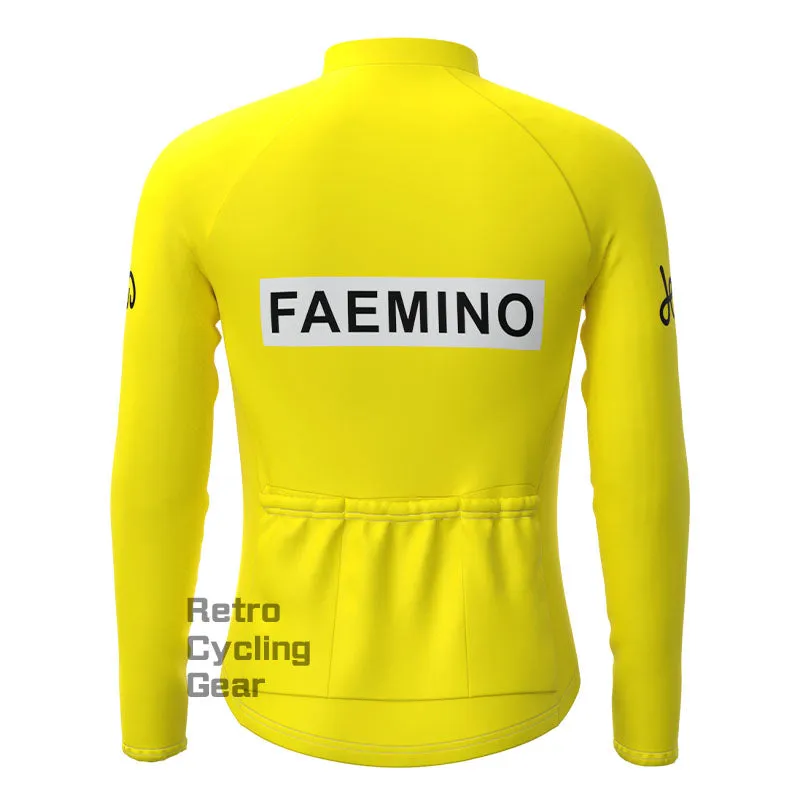 FAEMINO Yellow Retro Long Sleeve Cycling Kit