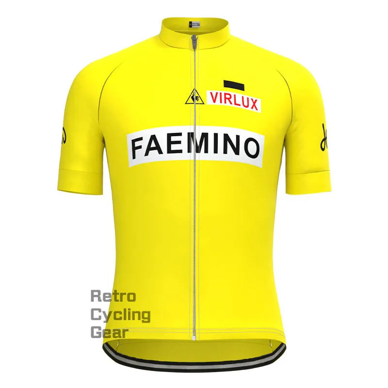 FAEMINO Yellow Retro Long Sleeve Cycling Kit