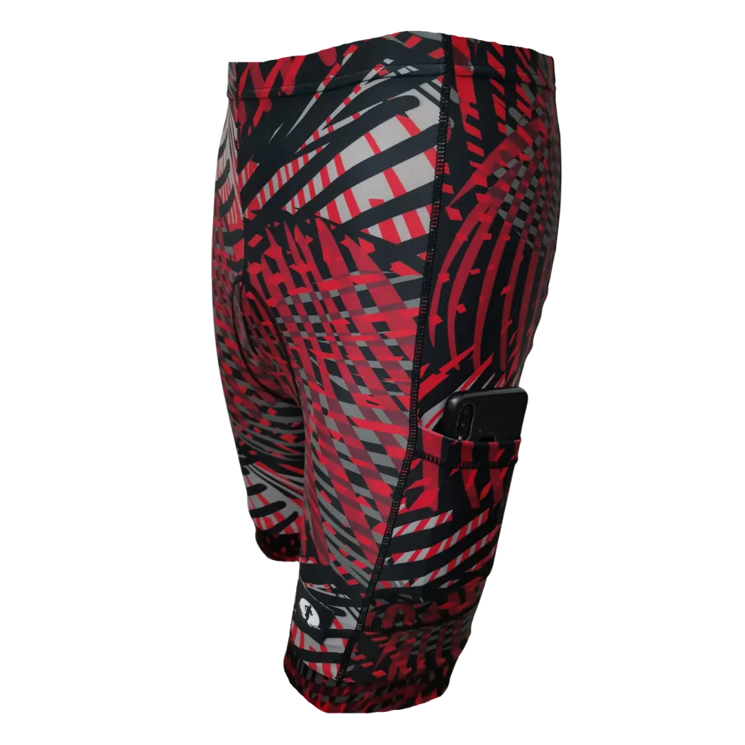 Funky Cycling Shorts - Red Sound Waves