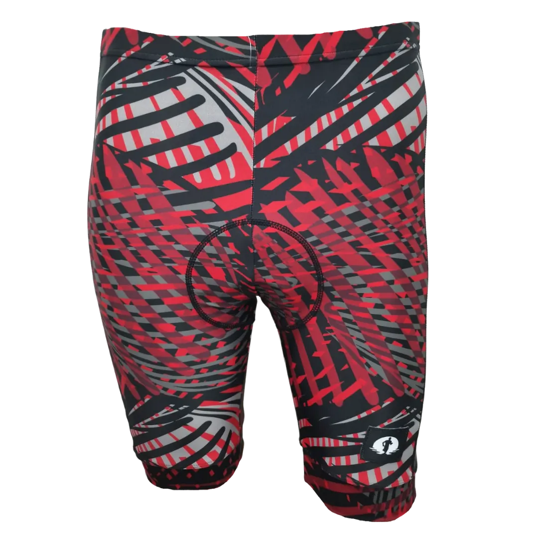 Funky Cycling Shorts - Red Sound Waves