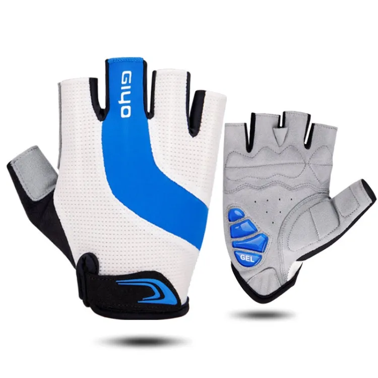 GIYO S-14 Bicycle Half Finger Gloves GEL Shock Absorbing Palm Pad Gloves, Size: M(Blue)