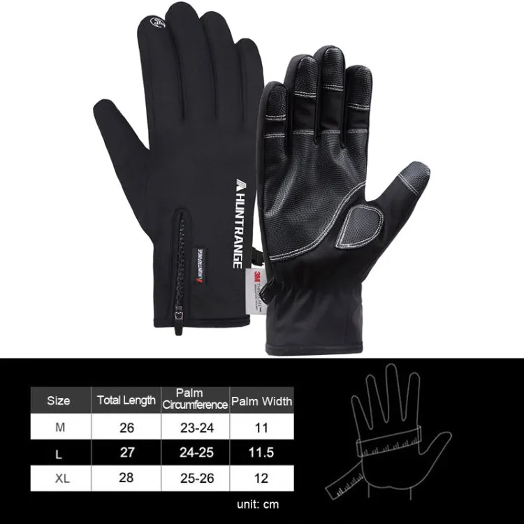 HUNTRANGE A023 Outdoor Waterproof Sports Riding Velvet Touch Screen Gloves, Size: L(Black)