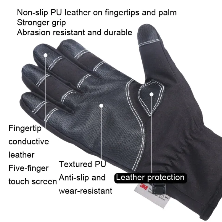 HUNTRANGE A023 Outdoor Waterproof Sports Riding Velvet Touch Screen Gloves, Size: L(Black)