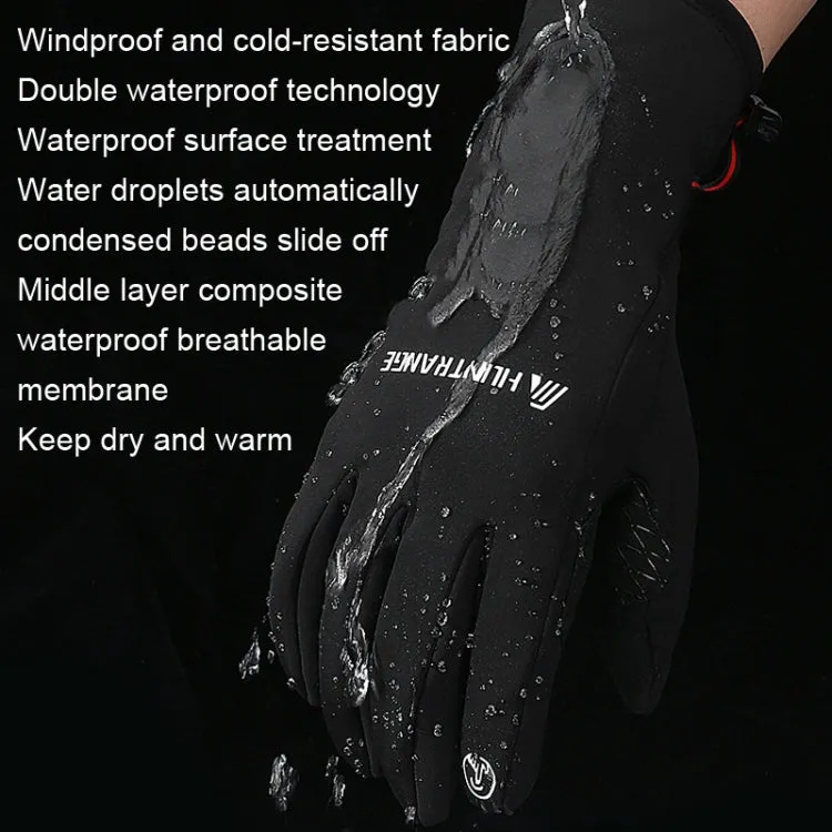 HUNTRANGE A037 Plus Velvet Sports Windproof Waterproof Touch Screen Riding Gloves, Size: M(Gray)