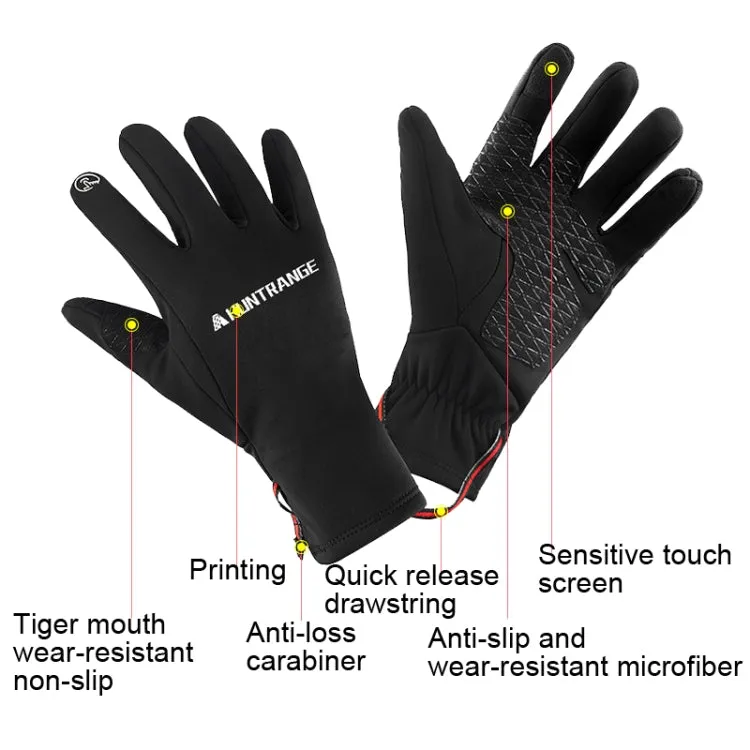 HUNTRANGE A037 Plus Velvet Sports Windproof Waterproof Touch Screen Riding Gloves, Size: M(Gray)