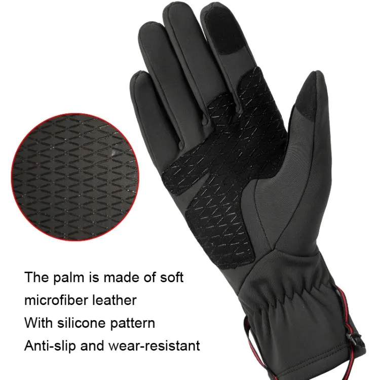 HUNTRANGE A037 Plus Velvet Sports Windproof Waterproof Touch Screen Riding Gloves, Size: M(Gray)