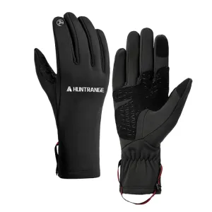 HUNTRANGE A037 Plus Velvet Sports Windproof Waterproof Touch Screen Riding Gloves, Size: XL(Black)