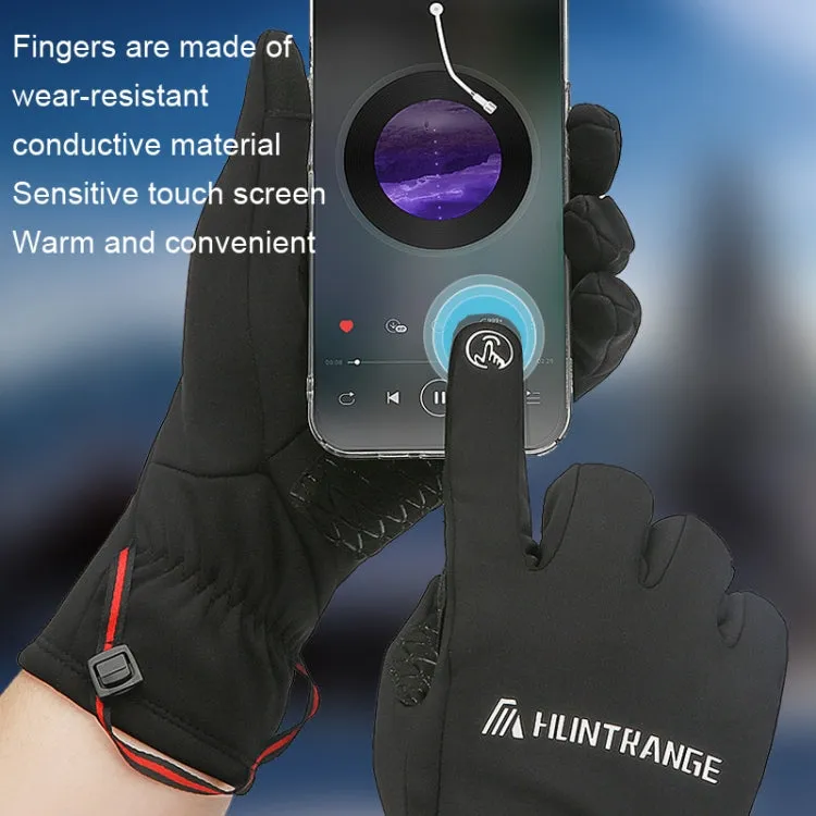 HUNTRANGE A037 Plus Velvet Sports Windproof Waterproof Touch Screen Riding Gloves, Size: XL(Navy)