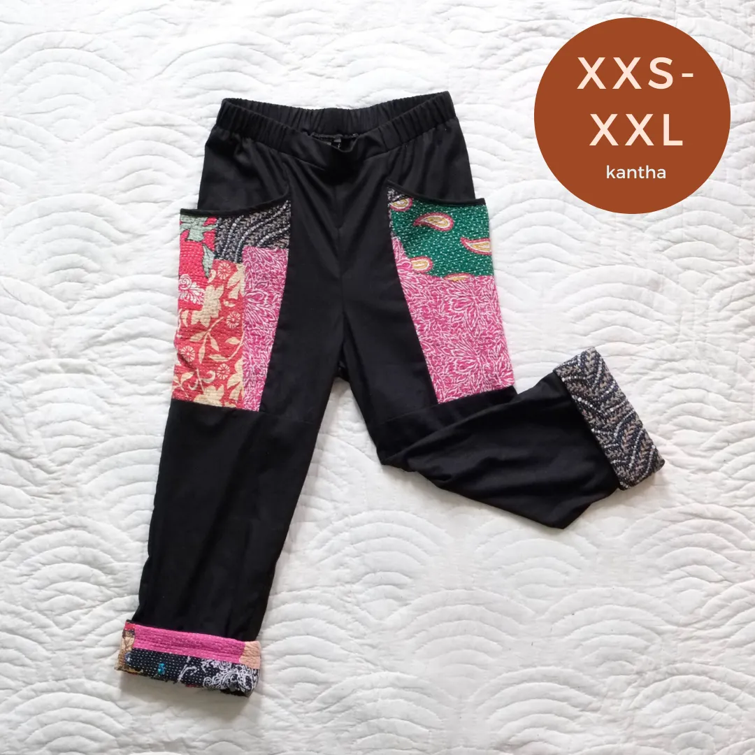 Junko::kantha one of a kind roomy drop crotch Pants with the deepest pockets XXS-XXL