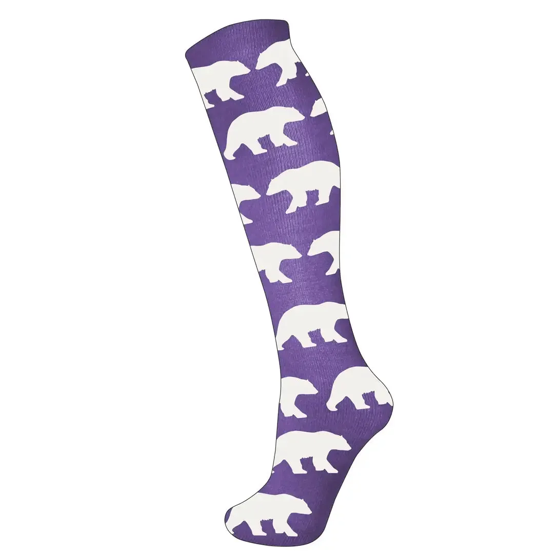 Manbi Patterned Thermal Ski Socks Polar Bears Purple