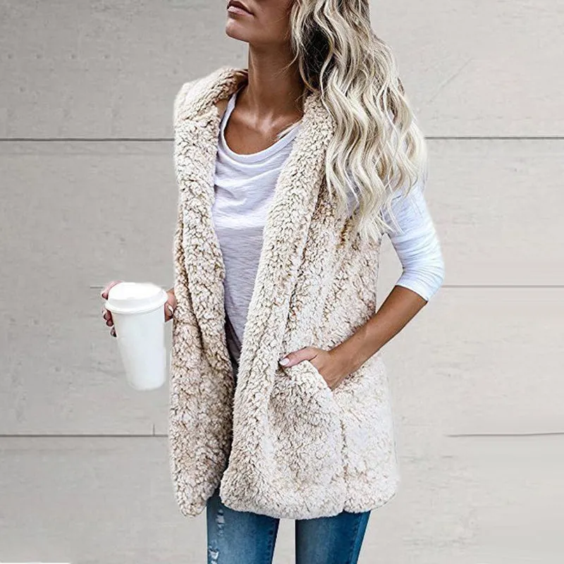 Plush Vest with Hooded Pockets