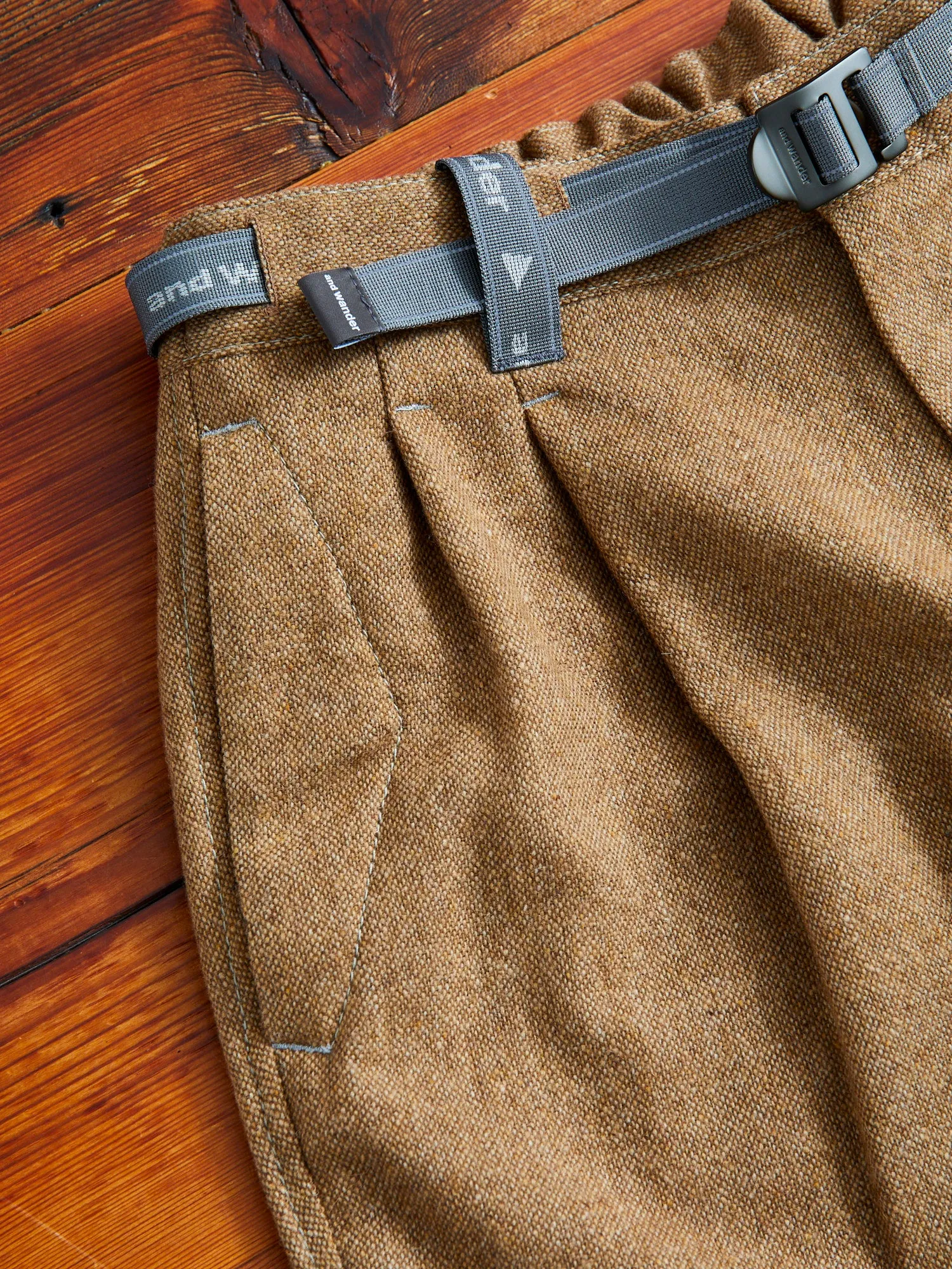 Recycled Wool Tweed Tapered Pants in Beige