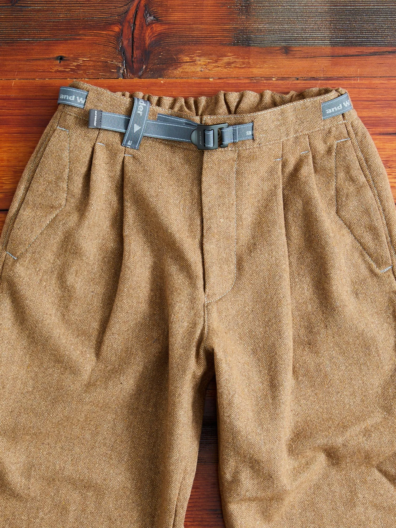 Recycled Wool Tweed Tapered Pants in Beige