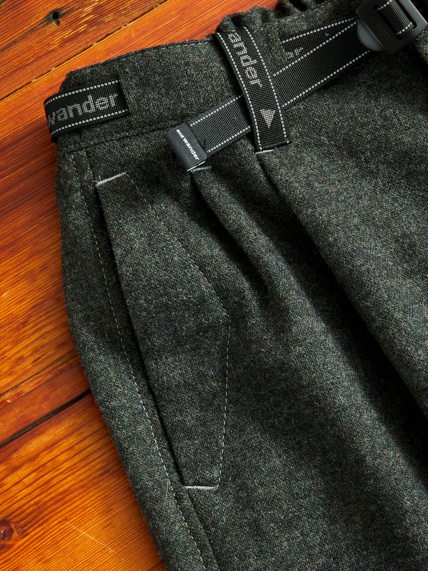 Recycled Wool Tweed Tapered Pants in Black