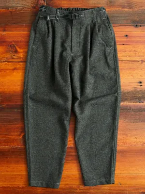 Recycled Wool Tweed Tapered Pants in Black