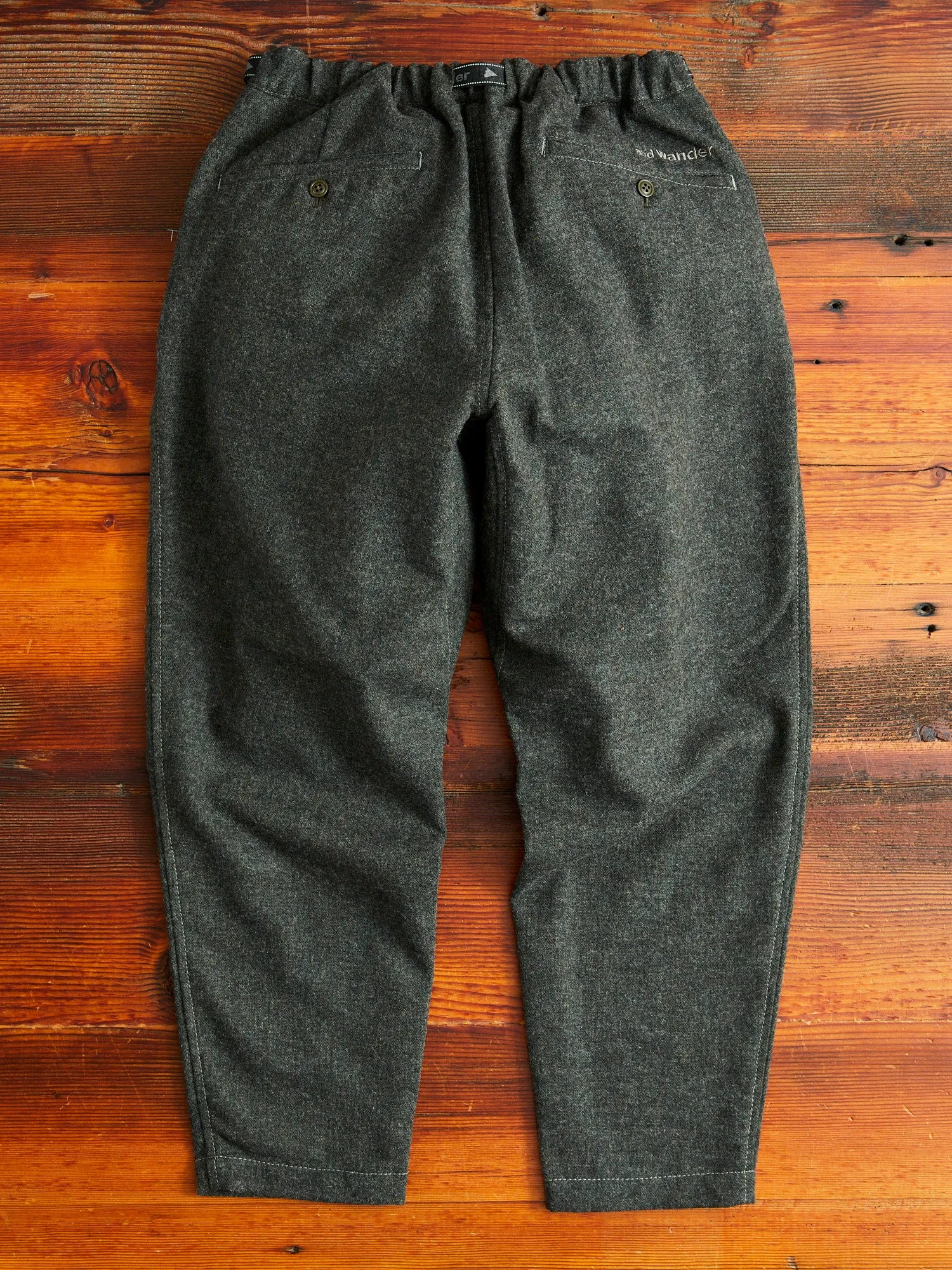 Recycled Wool Tweed Tapered Pants in Black