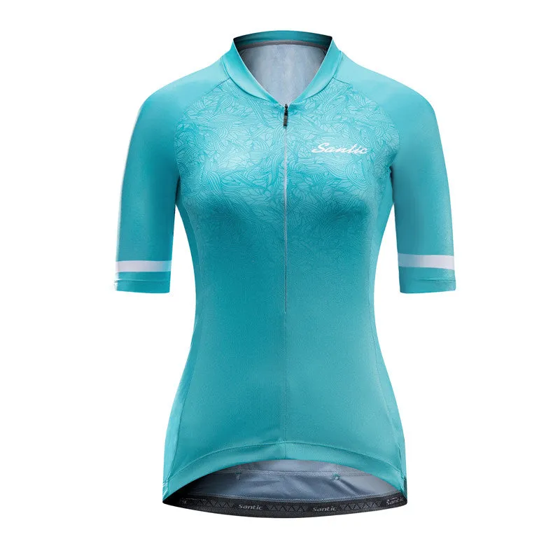 Santic Andrea Blue Women Cycling Jersey Short Sleeve