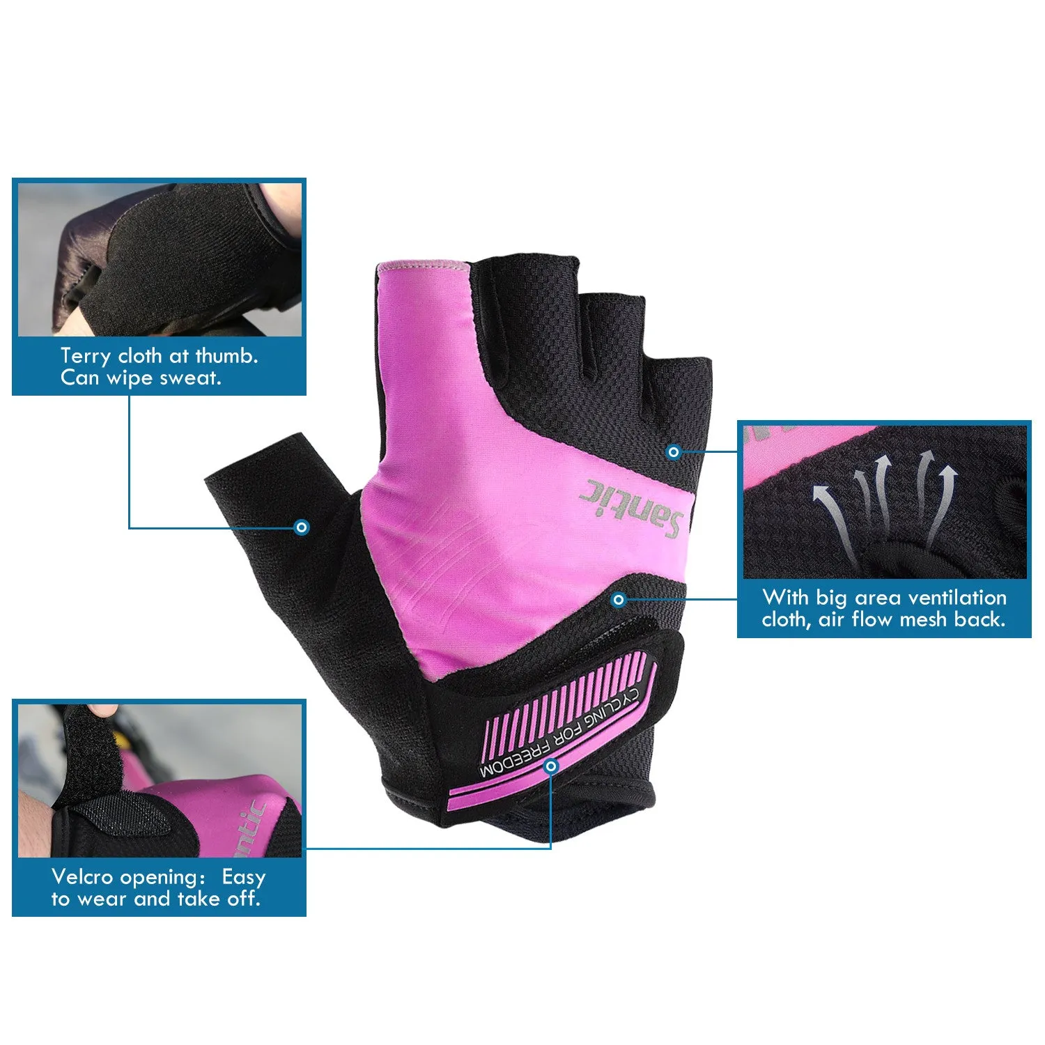 Santic Java Men Cycling Gloves Half Finger – Pink