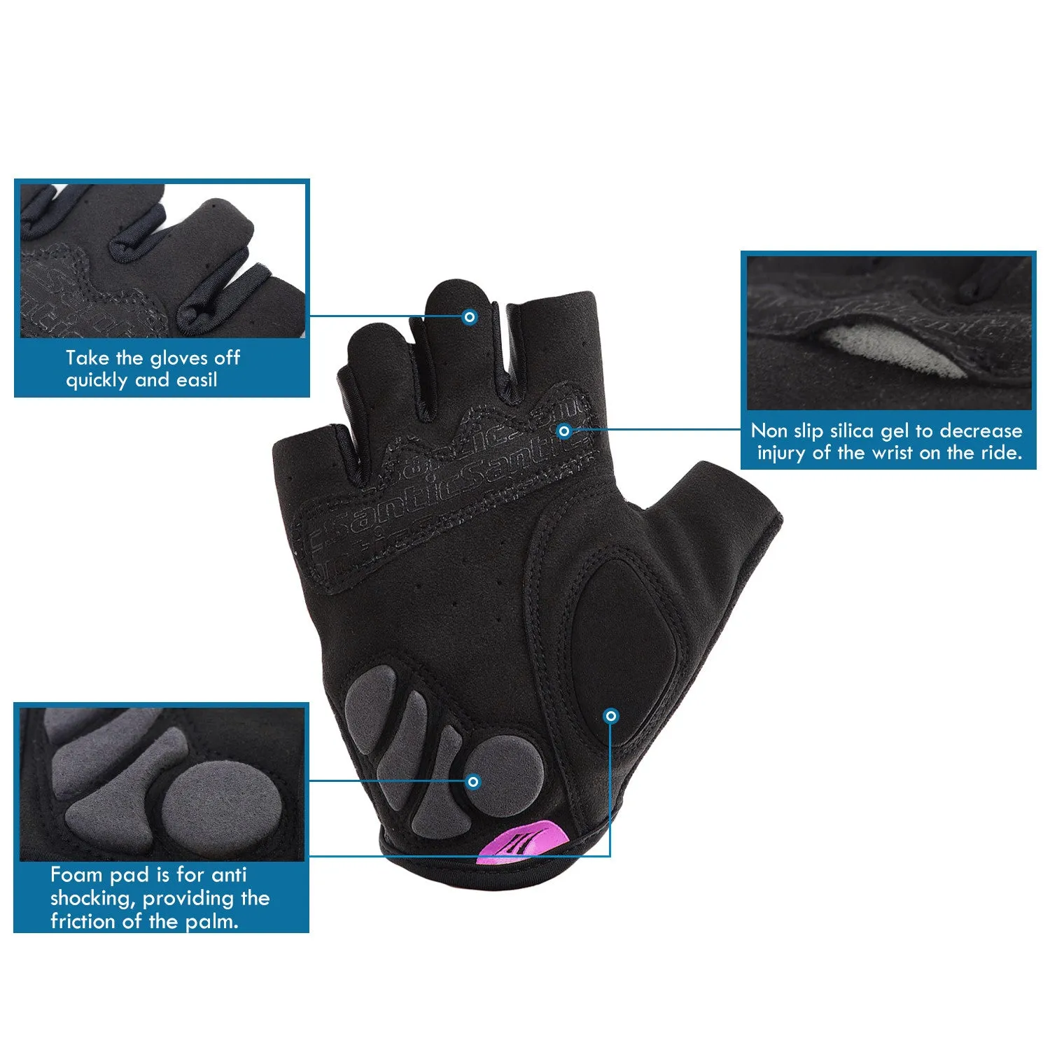 Santic Java Men Cycling Gloves Half Finger – Pink