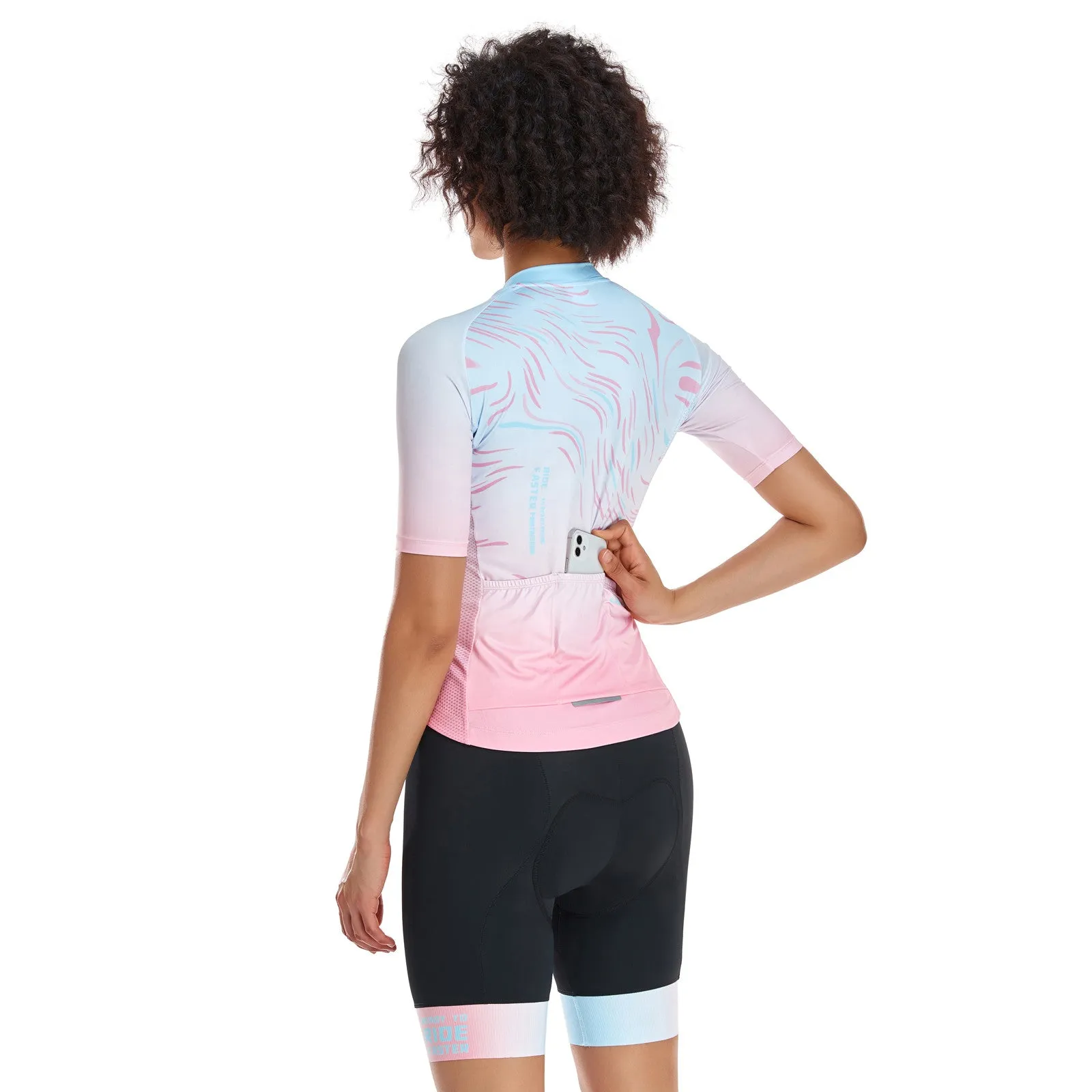 Santic Sight Fan Womens Jersey Pink & Cloud Fan Shorts Set