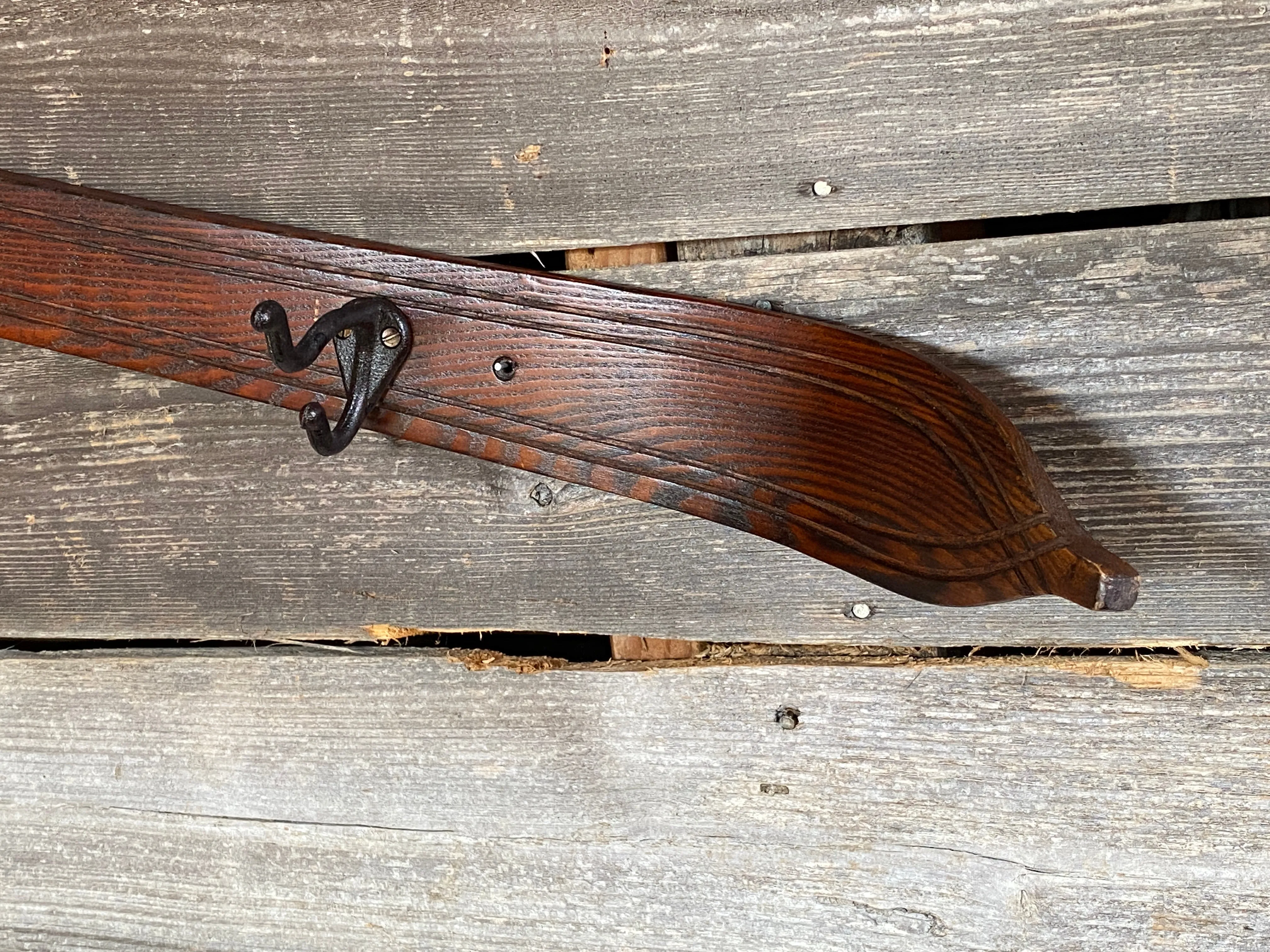 Ski Coat Hooks - Vintage Wall Hanging Ski Coat Rack