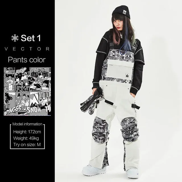 Ski Pants Straight Men Women Extra Thick Full Overalls Winter Warm