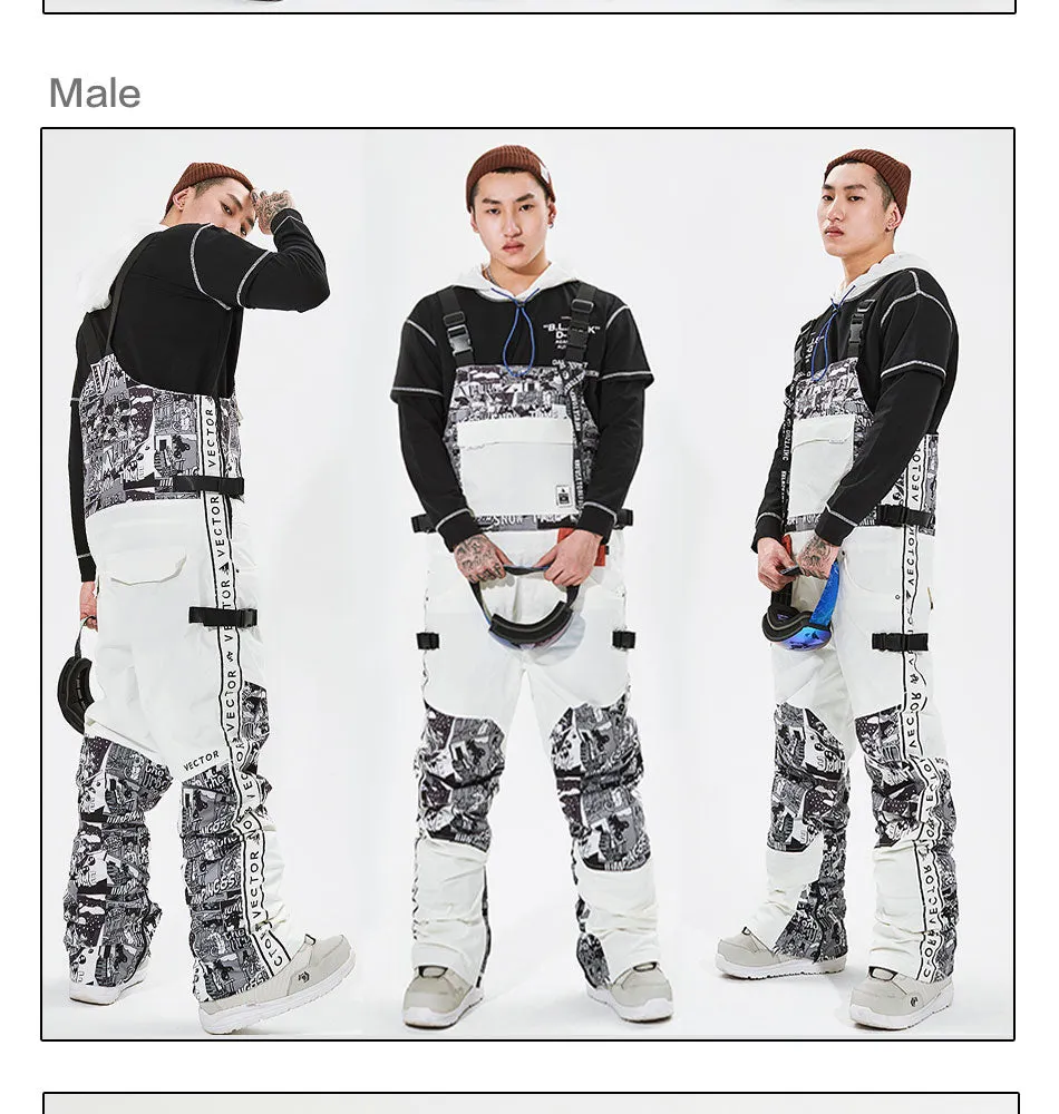 Ski Pants Straight Men Women Extra Thick Full Overalls Winter Warm