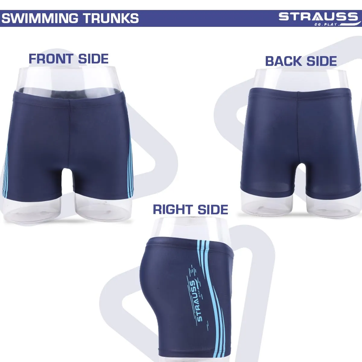 STRAUSS Swimming Shorts | Swimming Trunks for Men | Can Be Used for Gym, Running, Cycling, Swimming, Basketball, Cricket, Yoga, Football, Tennis, Badminton & More | Size: XL,(Blue Lines)