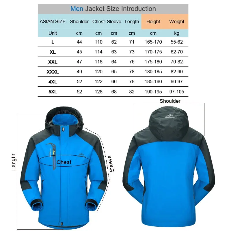 TRVLWEGO Camping Hiking Jacket Men Autumn Outdoor Sports Coats Climbing Trekking Windbreaker Travel Waterproof Jackets Black