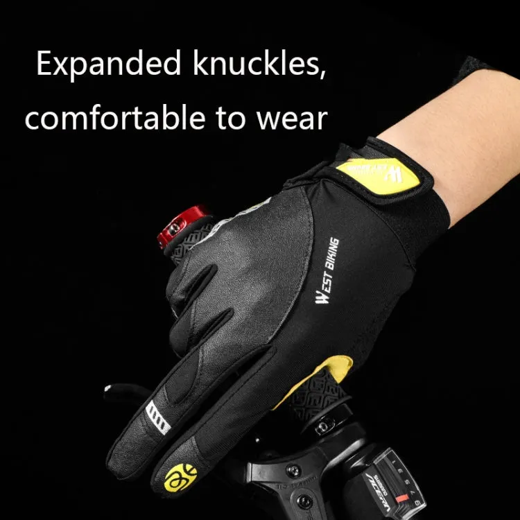 WEST BIKING YP0211209 Bicycle Gloves Shock Absorber Anti-Slip Touch Screen Glove, Size: L(Yellow Black)