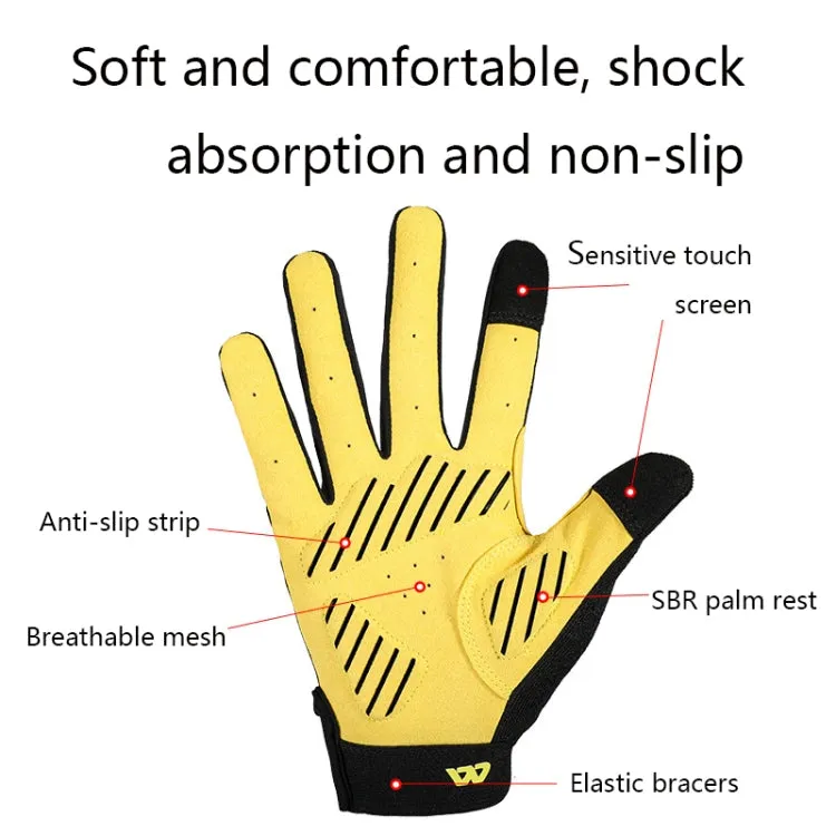 WEST BIKING YP0211209 Bicycle Gloves Shock Absorber Anti-Slip Touch Screen Glove, Size: L(Yellow Black)