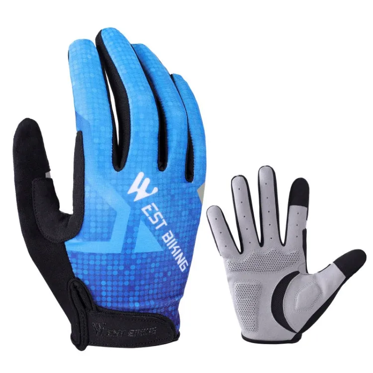 WEST BIKING YP0211216 Riding Gloves Bike Shock Absorption Touch Screen Full Finger Glove, Size: XXL(Blue)