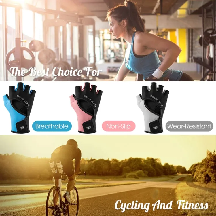 WEST BIKING YP0211217 Cycling Breathable Silicone Palm Gloves Fitness Training Wrist Guard Sports Gloves, Size: L(Black Blue)