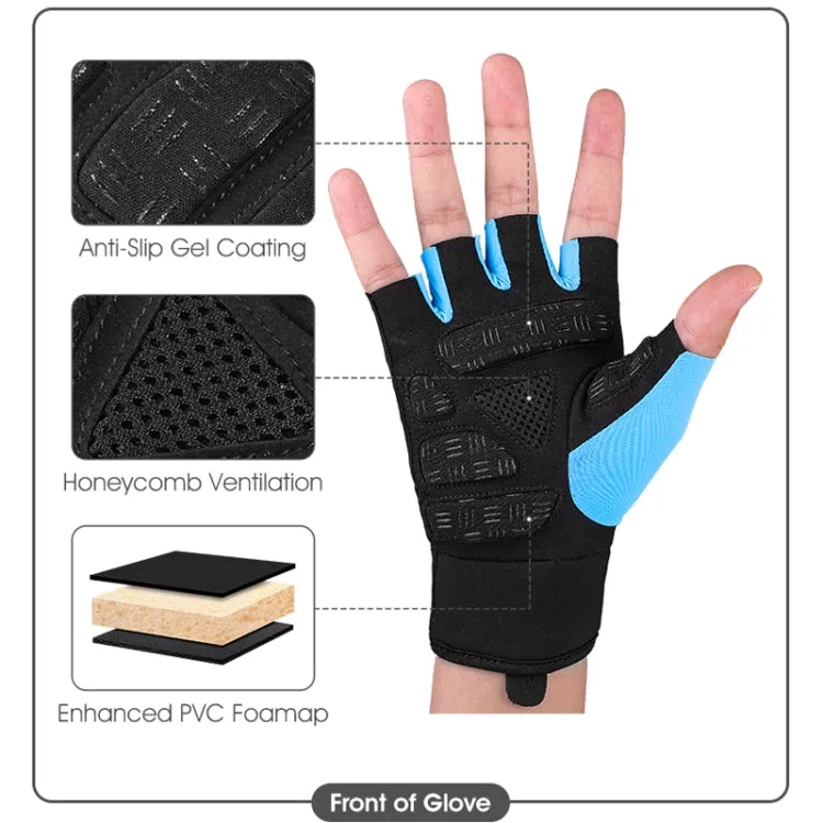 WEST BIKING YP0211217 Cycling Breathable Silicone Palm Gloves Fitness Training Wrist Guard Sports Gloves, Size: L(Black Blue)