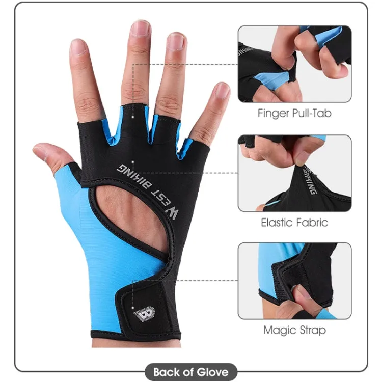 WEST BIKING YP0211217 Cycling Breathable Silicone Palm Gloves Fitness Training Wrist Guard Sports Gloves, Size: L(Black Blue)