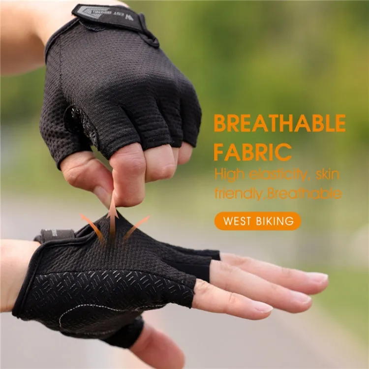 WEST BIKING YP0211218 Cycling Breathable Short Gloves Non-Slip Half Finger Gloves, Size: M(Blue)