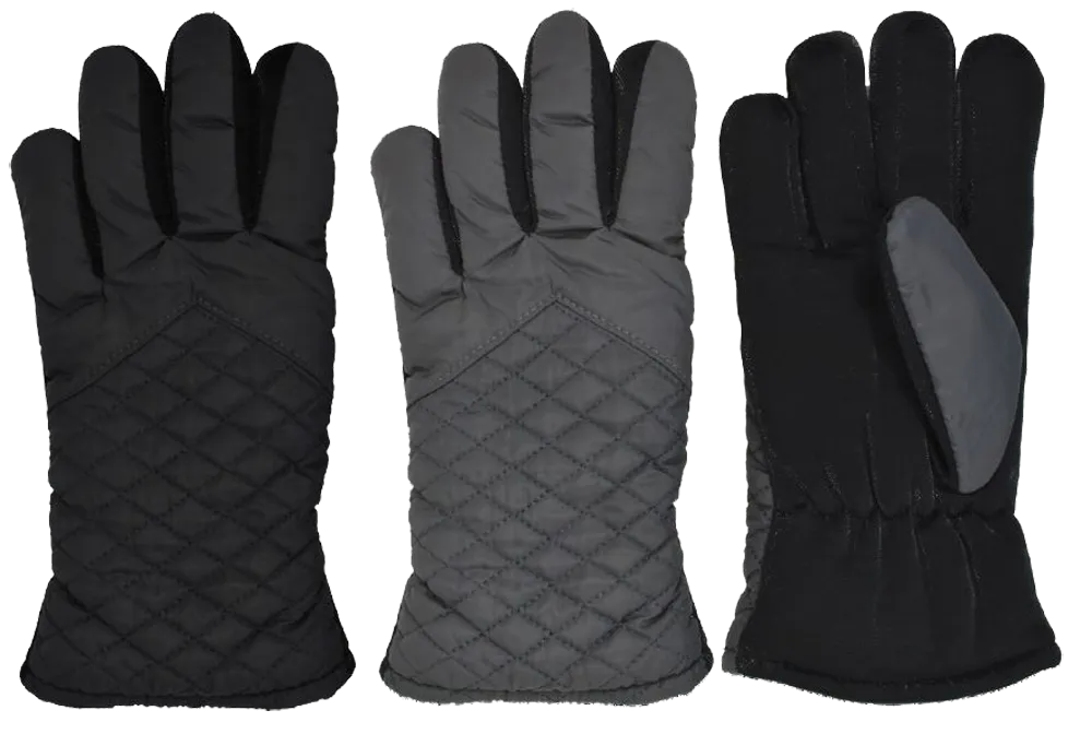 Winter Gloves-Commuter Ladies Quilted Glove, Black, Grey, Sm-L