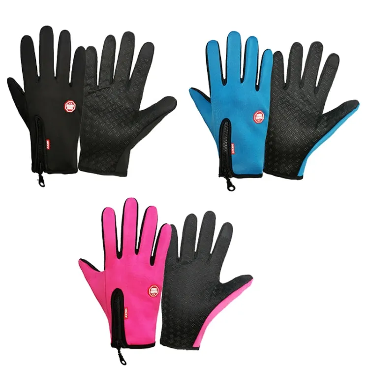 Winter Outdoor Riding Sports Waterproof Touch Screen Glove, Size: XXL(H041 Blue)